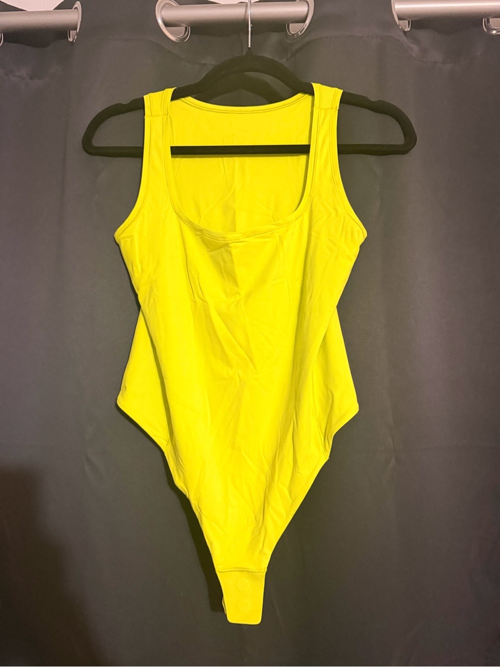 Lululemon Wundermost Ultra-Soft Nulu Square-Neck Bodysuit – Neon Yellow – Size S